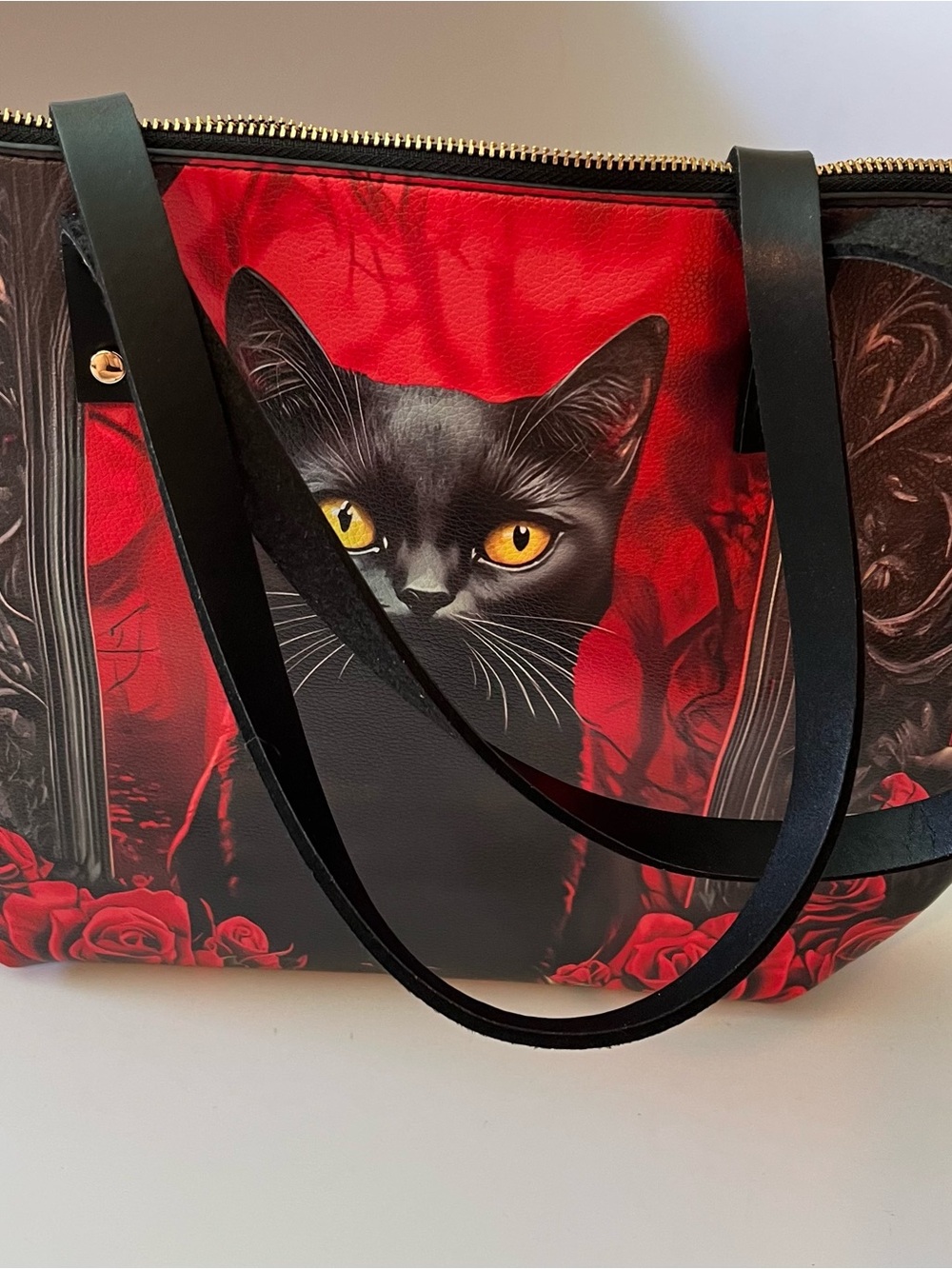 Black Cat Skullette NYXROSE" VEGAN LEATHER TOTE BAG and WALLET